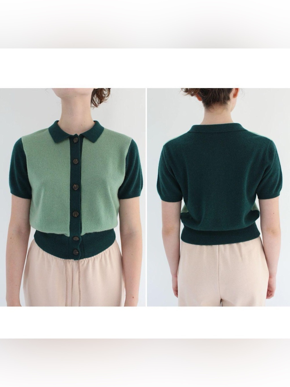 NWOT Beklina Fern Sweater Blouse in Green Jungle 100% cashmere Small / Medium